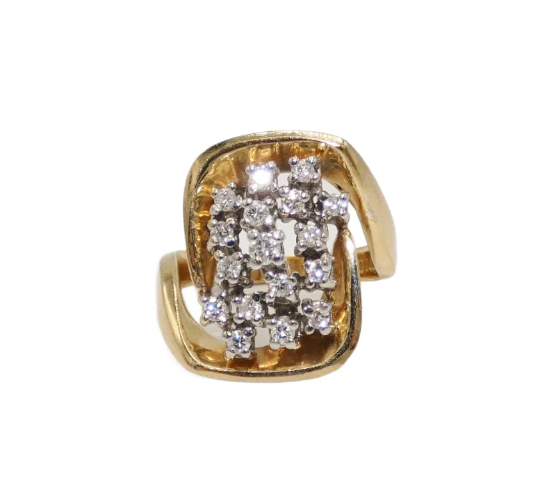 Ladies Gold Rings -14K Gold Multi Diamond Ring