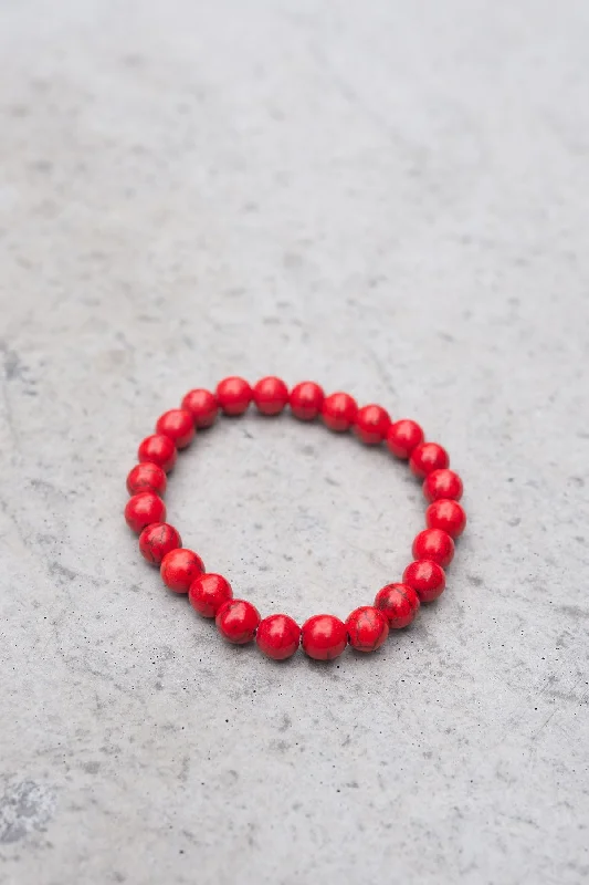 Ladies Hope Gem Bracelets -Small Red Howlite Bracelet