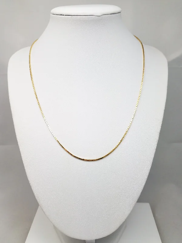 Ladies Necklaces for Date Charm-Classy 18" Solid 14k Yellow Gold Box Link Chain Necklace Italy