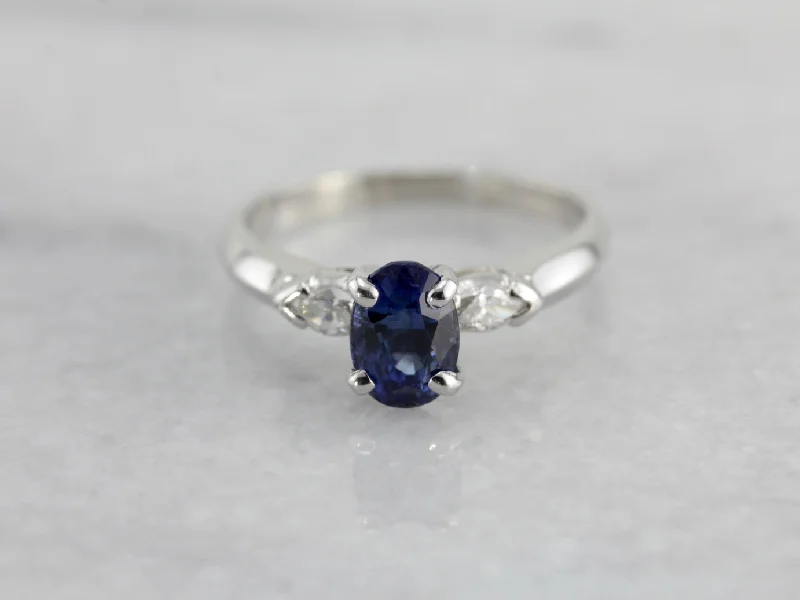 Ladies Engagement Rings Thin Glow-Lovely Sapphire and Diamond Engagement Ring