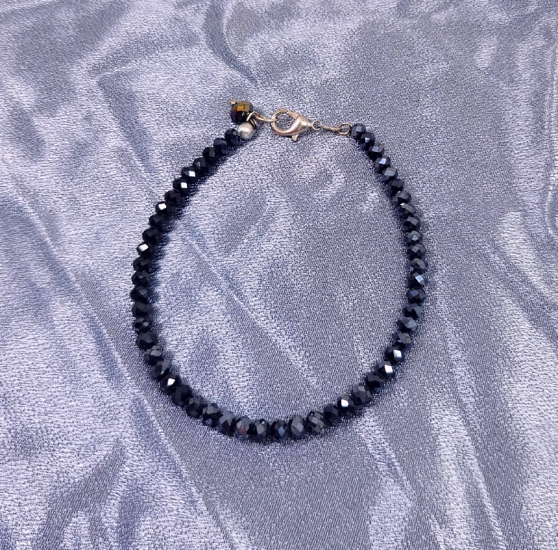 Ladies Legacy Bracelets -Small Navy Crystal Bead Wire Bracelet