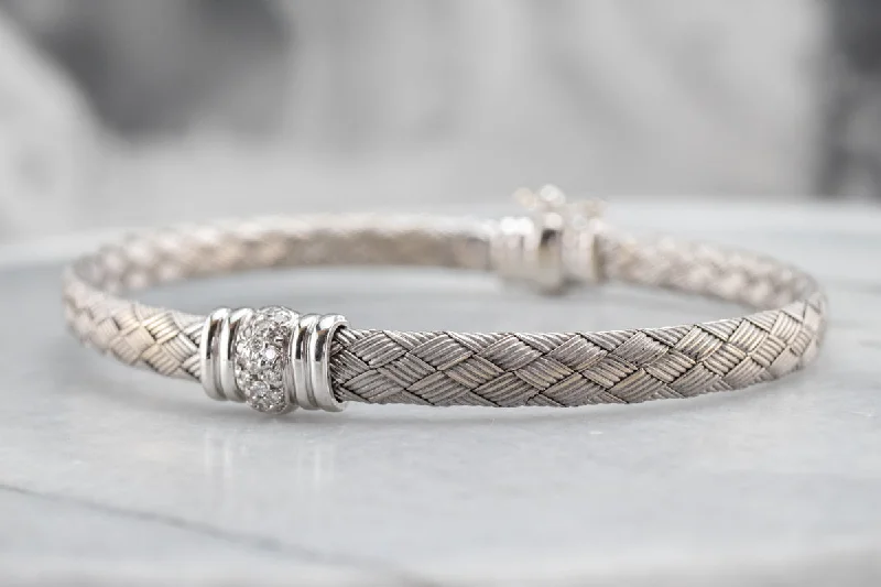 Ladies Zen Bracelets -Vintage White Gold and Diamond Bangle Bracelet