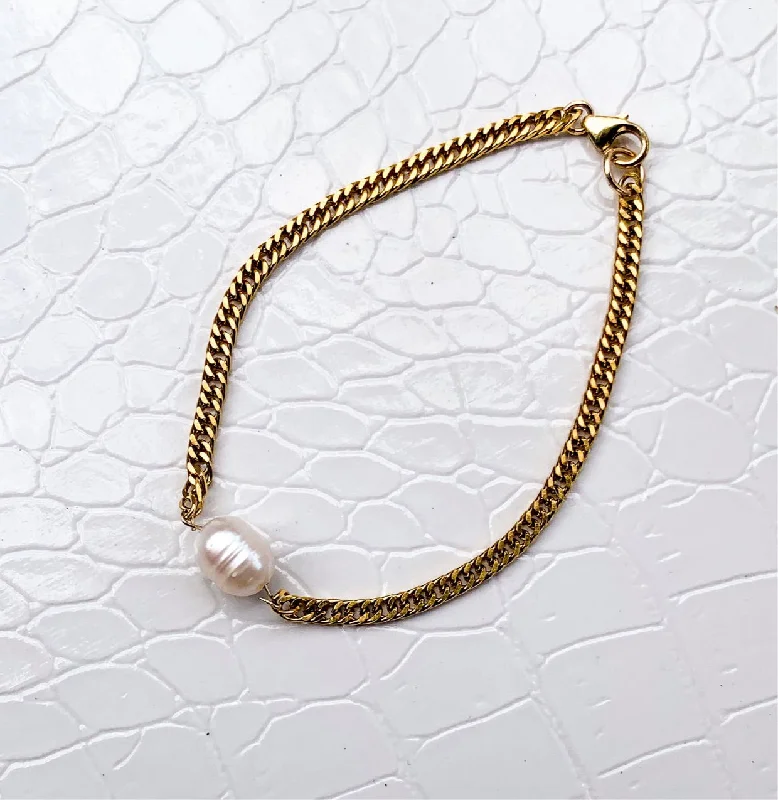 Ladies Best Friend Bracelets -Pearl on feather bracelet