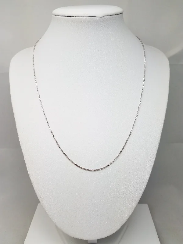 Ladies Necklaces with Peach Coral-Classic 18" 14k White Gold Micro Franco Link Chain Necklace