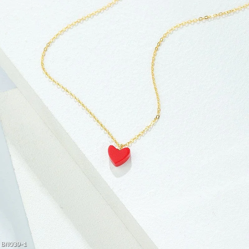 Ladies Necklaces Satin Choker-Red heart necklace