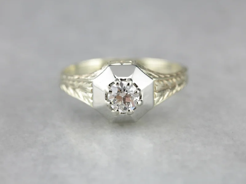 Ladies Engagement Rings Heart Glow-Antique Art Deco Diamond Engagement Ring