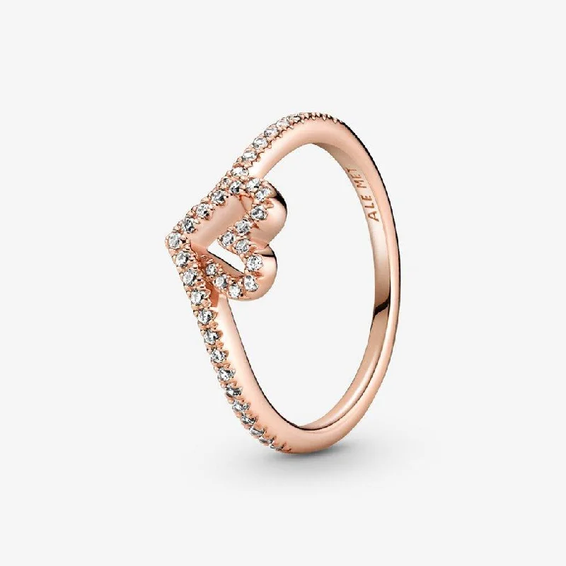 Ladies Sun Rings -PANDORA : Sparkling Wishbone Heart Ring