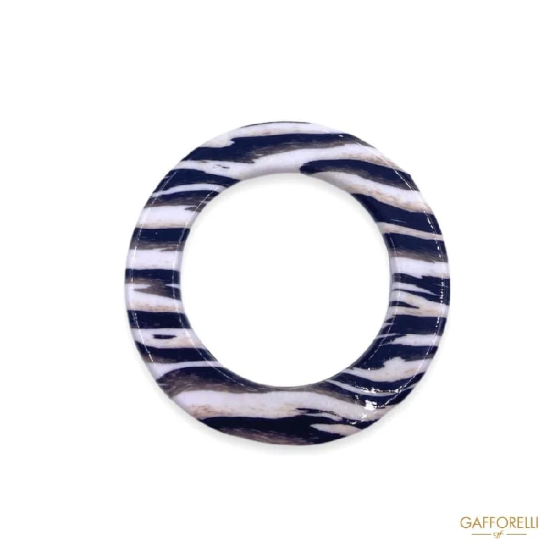 Ladies Nature-Inspired Rings -Round Polyester Ring with Zebra Print D301 A- Gafforelli Srl