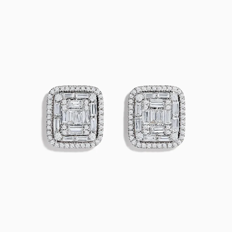 Ladies Earrings Easy Cost-Classique 14K White Gold Diamond Statement Earrings