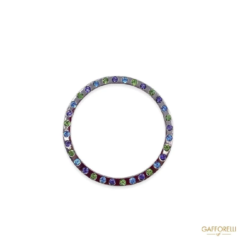 Ladies Green Rings -Metal Ring with Multicolor Rhinestones 5102 - Gafforelli Srl