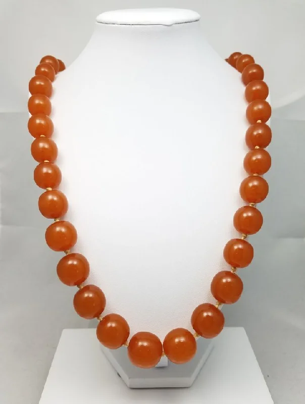 Ladies Necklaces with Night Obsidian-28" Vintage 14k Yellow Gold Natural Graduating Amber Bead Necklace