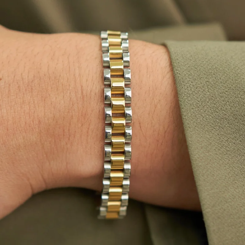 Ladies Modern Trend Bracelets -Montclair Two-Tone Watch Band Brenda Grands Bracelets