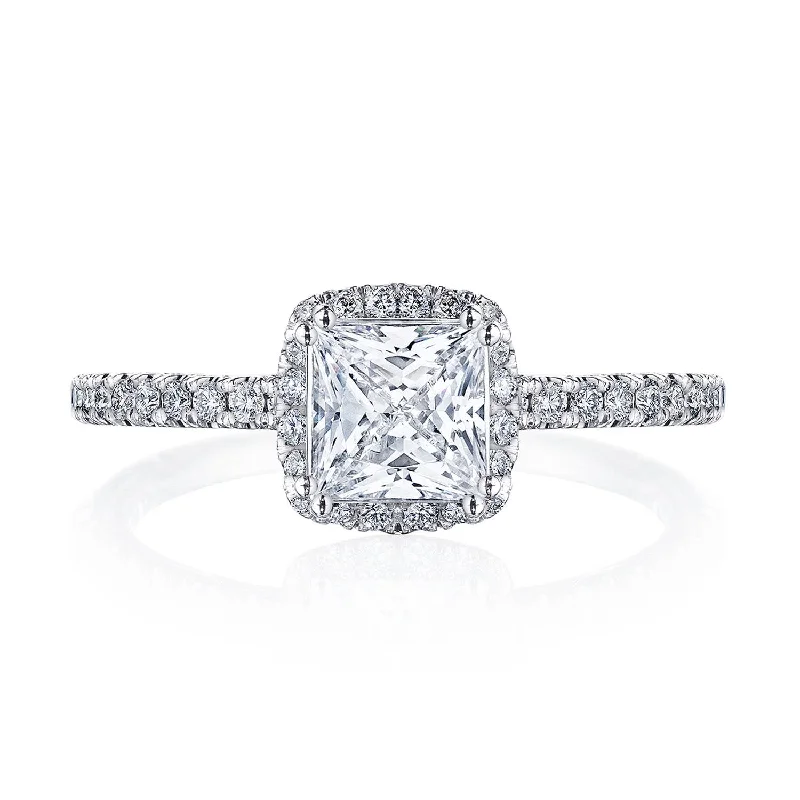 Ladies Engagement Rings Simple Glow-Simply TACORI | Princess with Cushion Bloom Engagement Ring 267615PRCU55