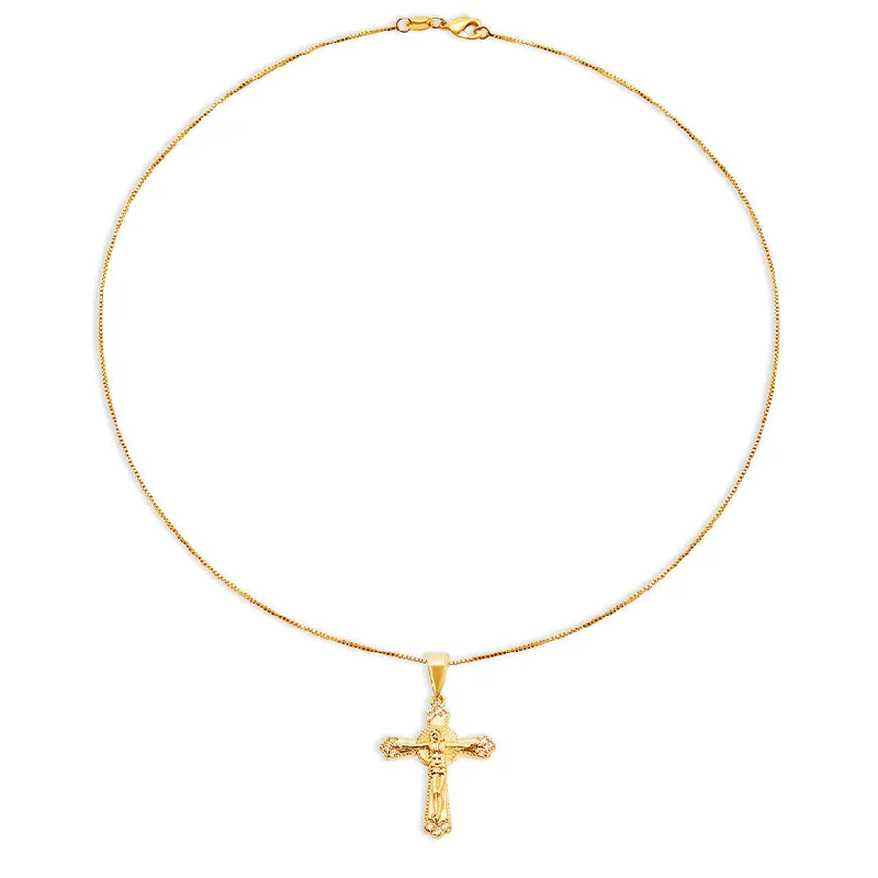 Ladies Necklaces with Angel Drop-THE TRIPLE STONE ORNATE CROSS NECKLACE