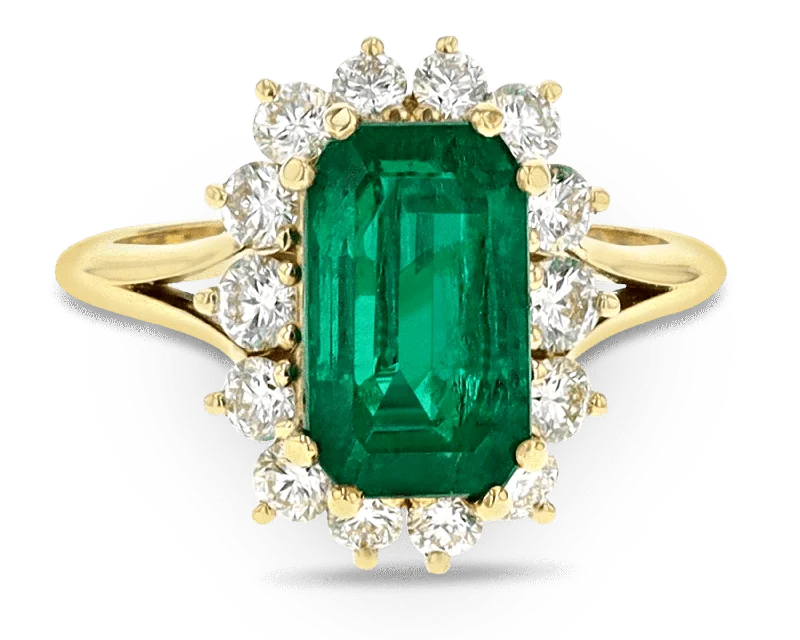 Ladies Bohemian Rings -Colombian Emerald Ring, 3.22 Carats