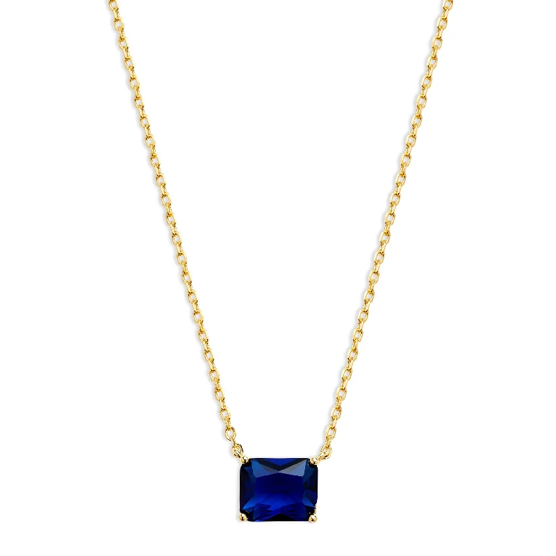 Ladies Necklaces for Mom Spark-THE BLUE SOLITAIRE EMERALD NECKLACE