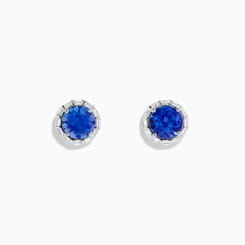 Ladies Earrings for Photo Shine-Nahla Siri 14K White Gold Tanzanite and Diamond Stud Earrings