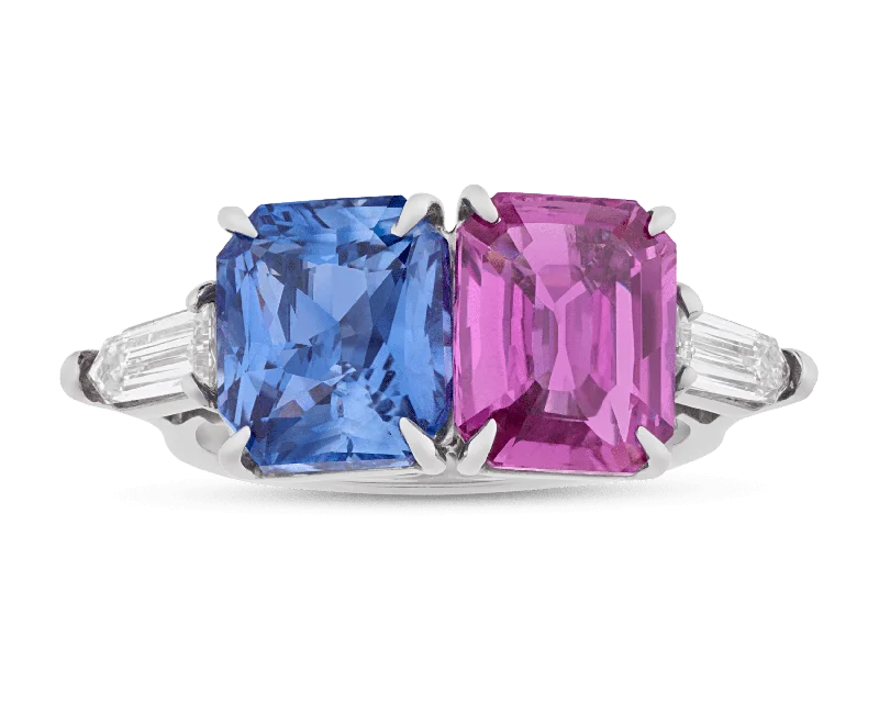 Ladies Animal Rings -Pink and Blue Sapphire Ring, 7.64 Carats