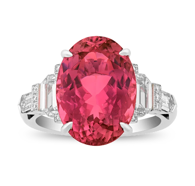 Ladies Pearl Rings -Raymond Yard Pink Tourmaline Ring, 6.53 Carats