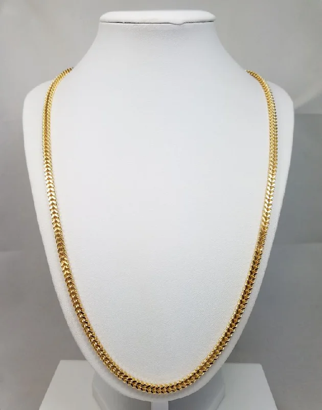 Ladies Necklaces with Moon Gems-Stunning 24" Solid 14k Yellow Gold Franco Link Chain Necklace