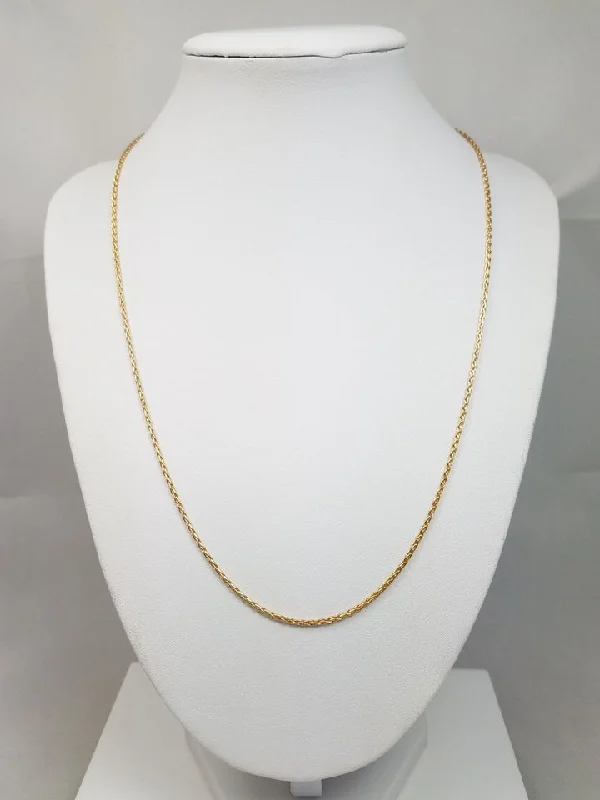 Ladies Necklaces for Winter Spark-Brilliant 20" Solid 14k Yellow Gold Round Wheat Chain Necklace