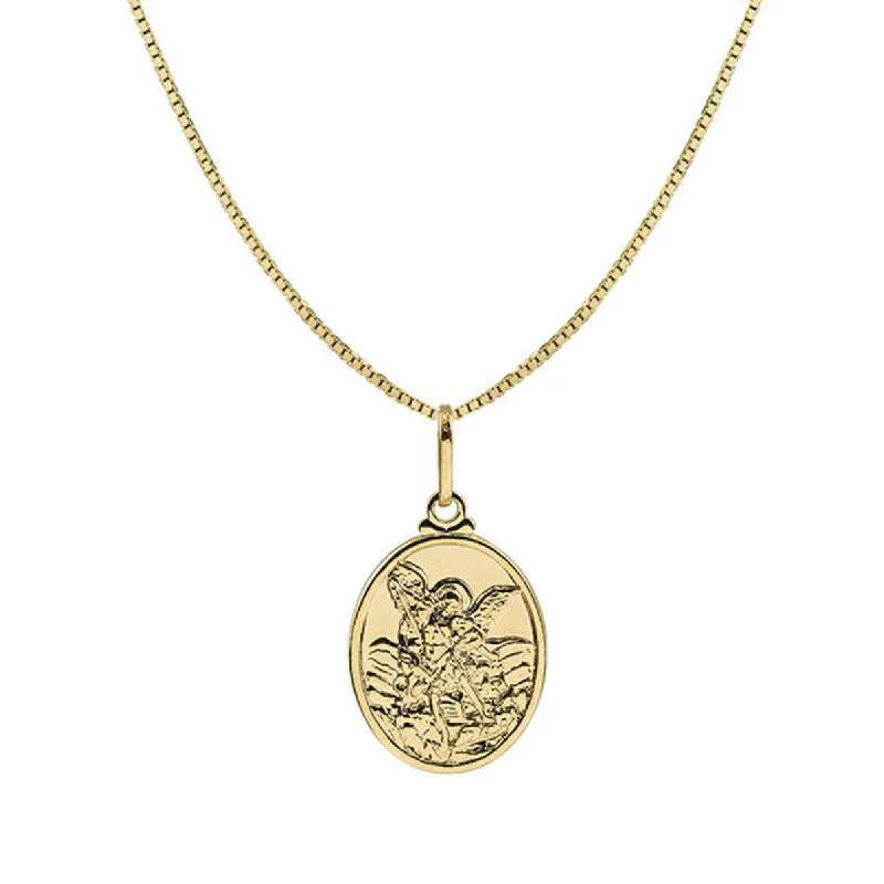 Ladies Necklaces for Music Glow-THE OVAL ST. MICHAEL PENDANT NECKLACE