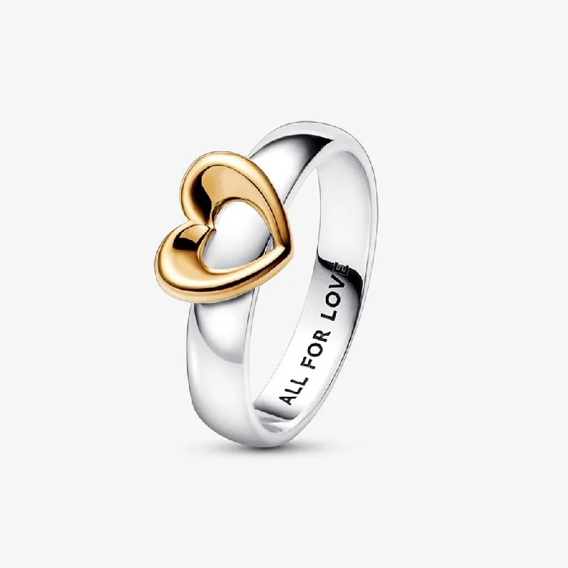 Ladies Ethnic Rings -PANDORA : Radiant Two-tone Sliding Heart Ring