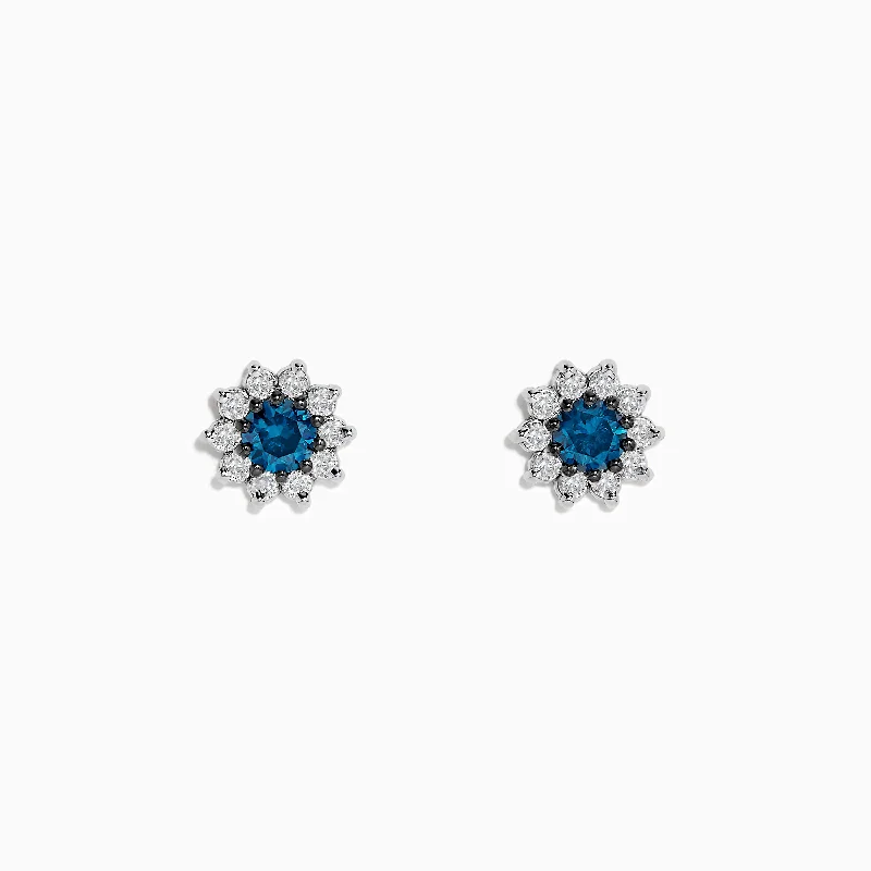 Ladies Earrings with Plum Axinite-Bella Bleu 14K White Gold Blue and White Diamond Earrings 1.20 TCW