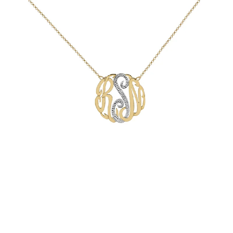 Ladies Necklaces with Flame Shine-THE MONOGRAM TWO TONE CUT NECKLACE