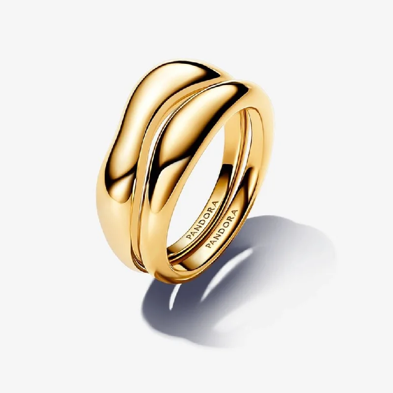 Ladies Modern Rings -PANDORA : Organically Shaped Stacking Rings in Gold