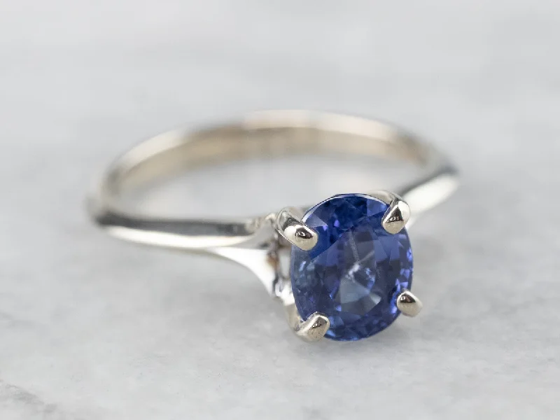 Ladies Engagement Rings Floral Shine-Sapphire Solitaire Engagement Ring