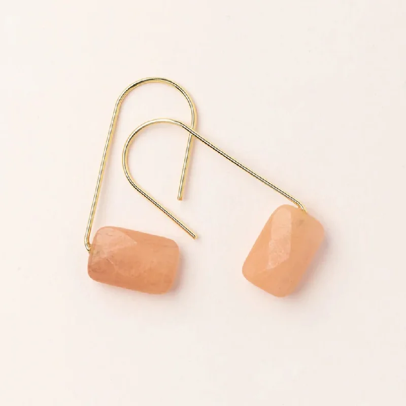 Ladies Earrings with Diamond Drops-Scout Curated Wears : Floating Stone Earring - Sunstone/Gold