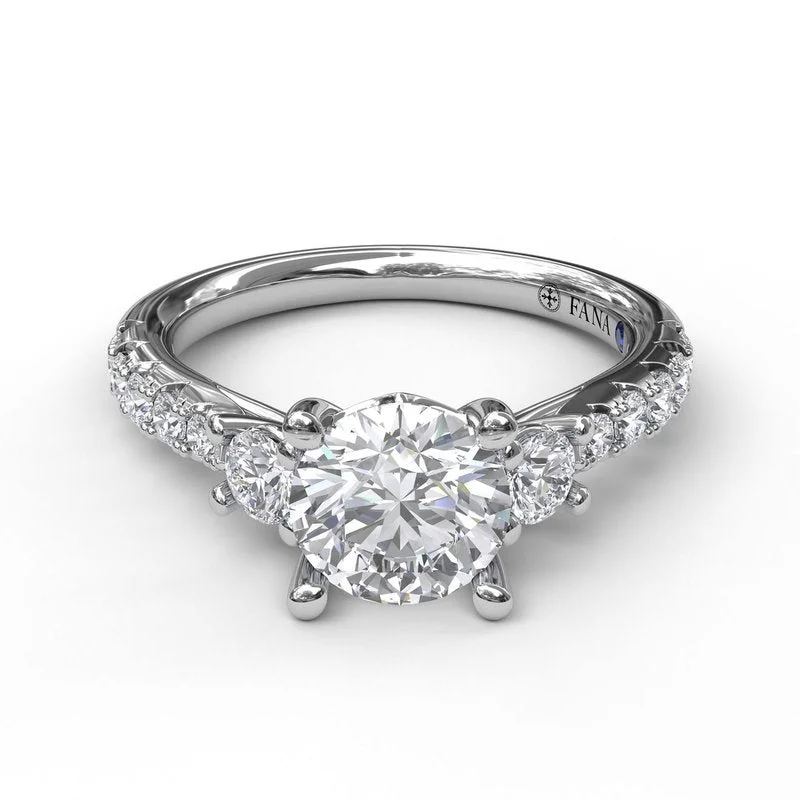 Ladies Engagement Rings Love Shine-Three Stone With Pave Engagement Ring S3921