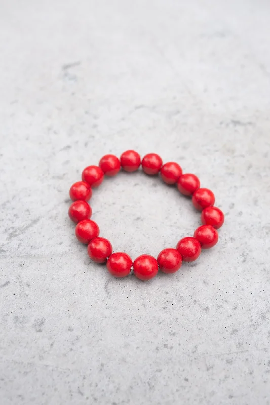 Ladies Motivation Bracelets -Large Red Howlite Bracelet