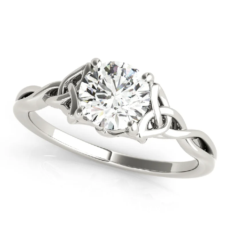 Ladies Engagement Rings with Quartz Spark-14K Solitaire Rope Twist Engagement Ring