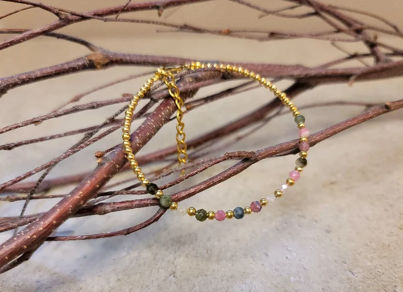 Ladies Yellow Gold Bracelets -Tourmaline Partial Bracelet