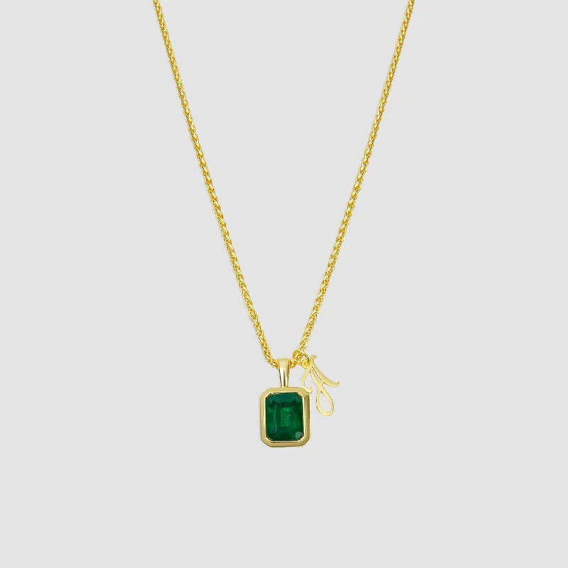 Ladies Necklaces for Winter Spark-The Emerald Initial Gemstone Necklace