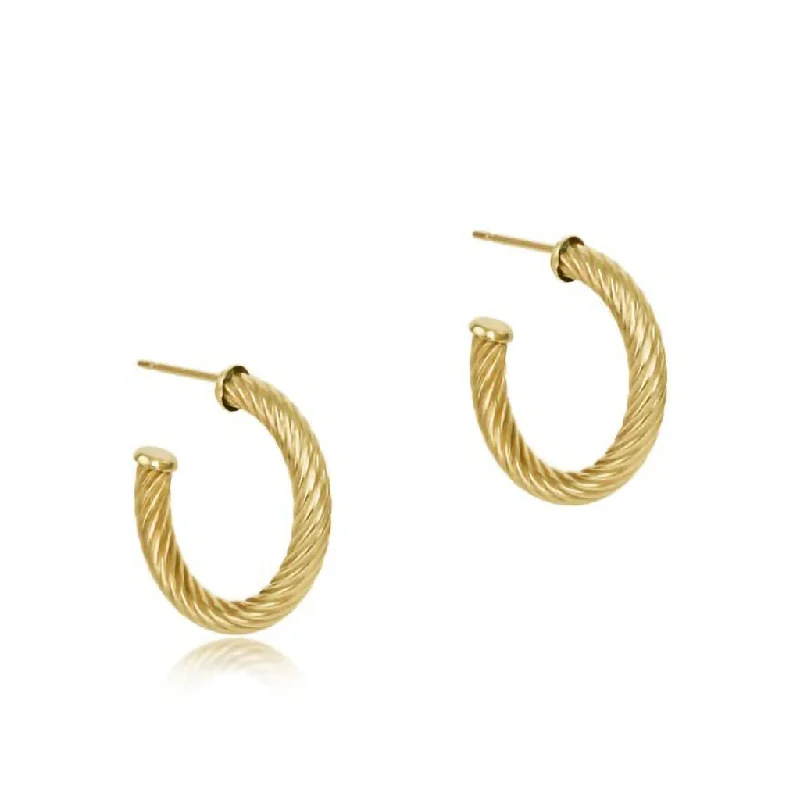 Ladies Ocean Rings -enewton design :  Round Gold 1.25" Post Hoop 4mm Textured Twist Earing