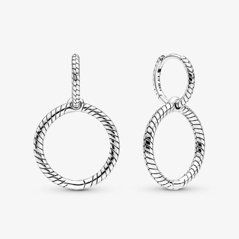 Ladies Earrings with Arrow Spark-PANDORA : Pandora Moments Charm Double Hoop Earrings