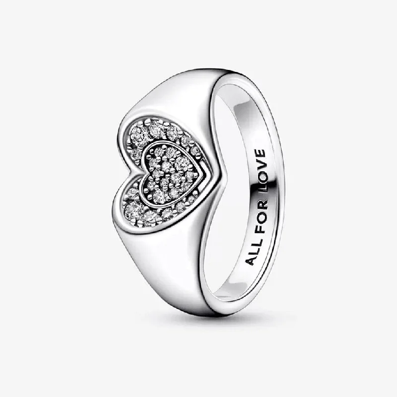 Ladies Eternity Rings -PANDORA : Radiant Heart Pavé Signet Ring