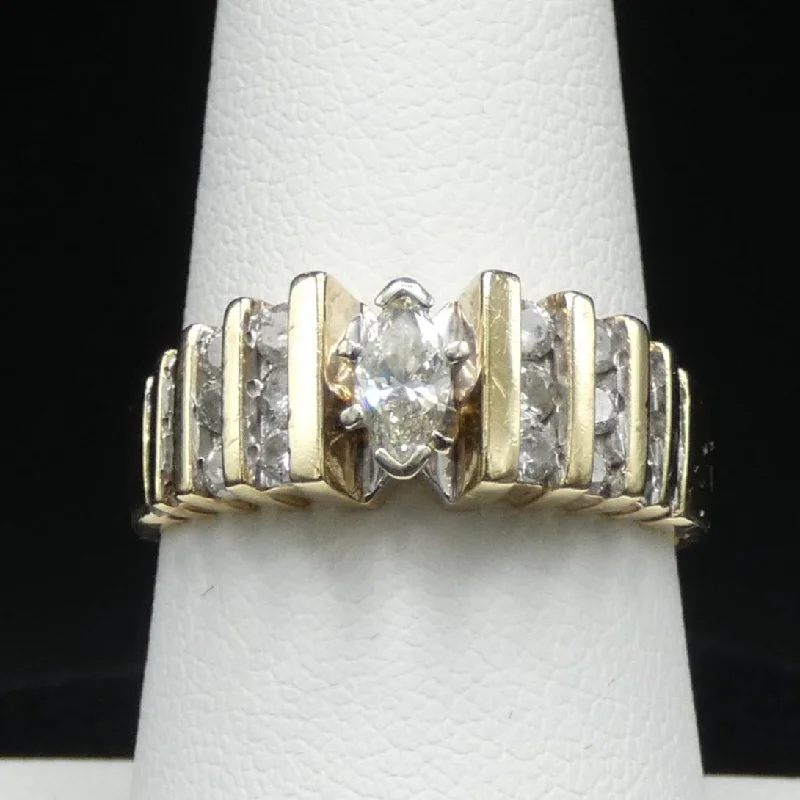 Ladies Mystical Rings -14k Gold Marquise Diamond Ring