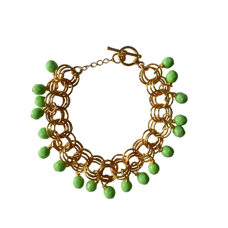 Ladies Autumn Leaf Bracelets -The Donna Bracelet in Opaque Green