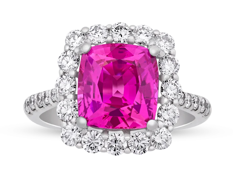 Ladies Painted Rings -Purplish-Pink Sapphire Ring, 4.41cts