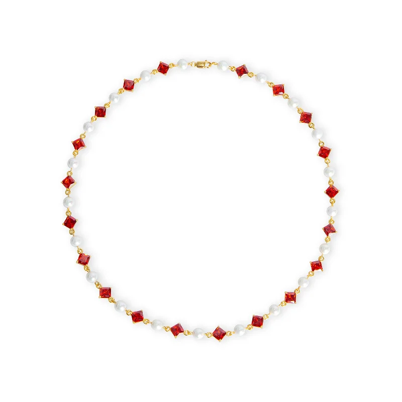 Ladies Necklaces with Faith Glow-The Ruby Pearl Necklace