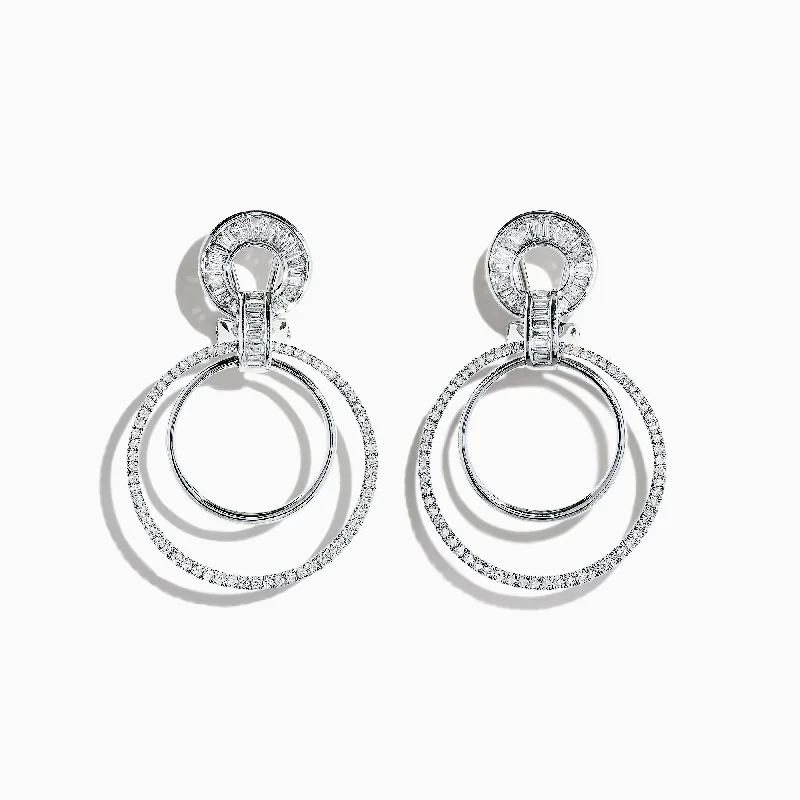 Ladies Earrings for Mom Shine-Classique 14K White Gold Diamond Drop Earrings, 1.12 TCW