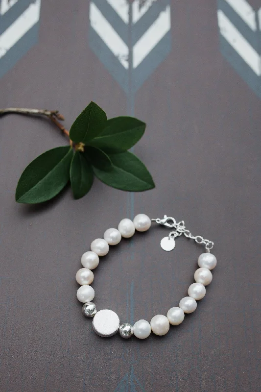 Ladies Cross Symbol Bracelets -Sterling Silver Pearl Bracelet