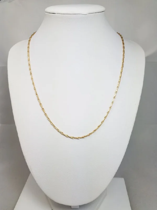 Ladies Necklaces with Green Clinozoisite-Striking 18" Solid 14k Yellow Gold Fancy Link Chain Necklace