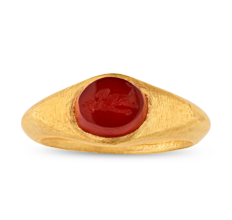 Ladies Whimsical Rings -Roman Carnelian Intaglio Ring Featuring Ceres