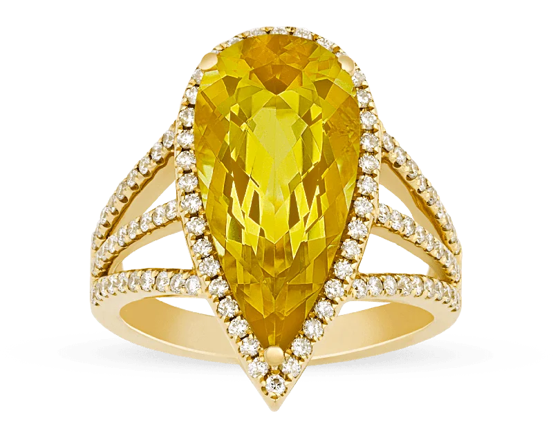 Ladies Brushed Rings -Golden Beryl Ring, 5.42 Carats