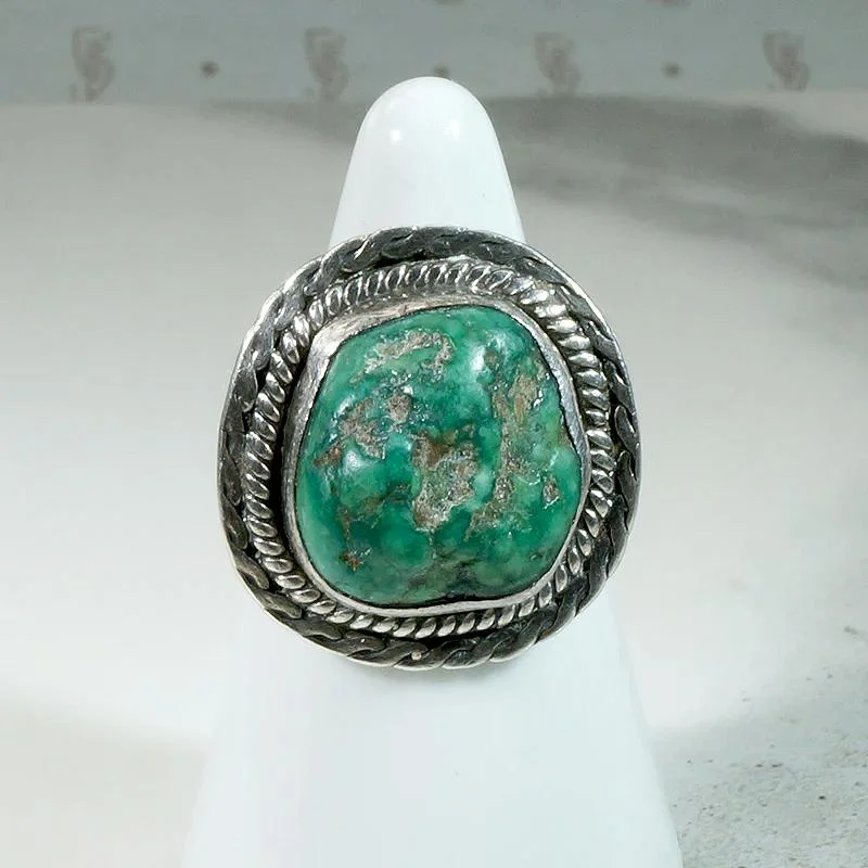 Ladies Enchanted Rings -Bold Green Turquoise & Sterling Navajo Ring